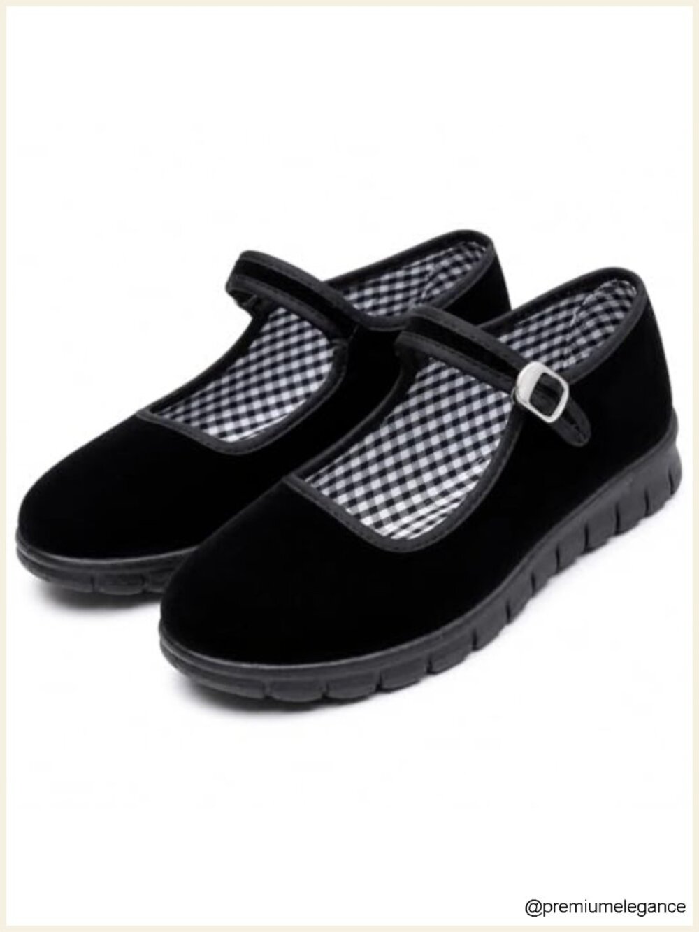 Women's Mary Jane Flats Velvet Ballet Dance Shoes Non-Slip Hook Closure